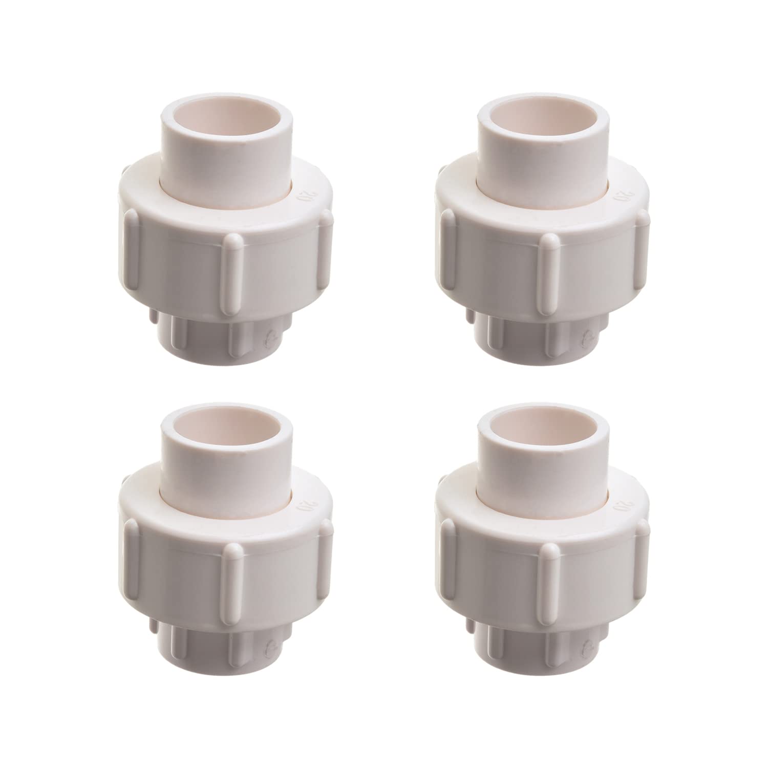 MroMax 20mm Inner Dia Slip PVC Pipe Fitting Union Solvent Socket Quick Connector Fix Hold Corresponding Pipes White 4Pcs
