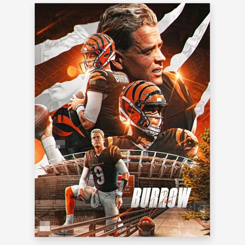 WHZKCYH 2025 Rugby Star Joe Burrow Poster For Kids Bedroom Wall Decor-Football Superstar Signed Posters Canvas Art Print Picture For Fans Boy Teen Gifts