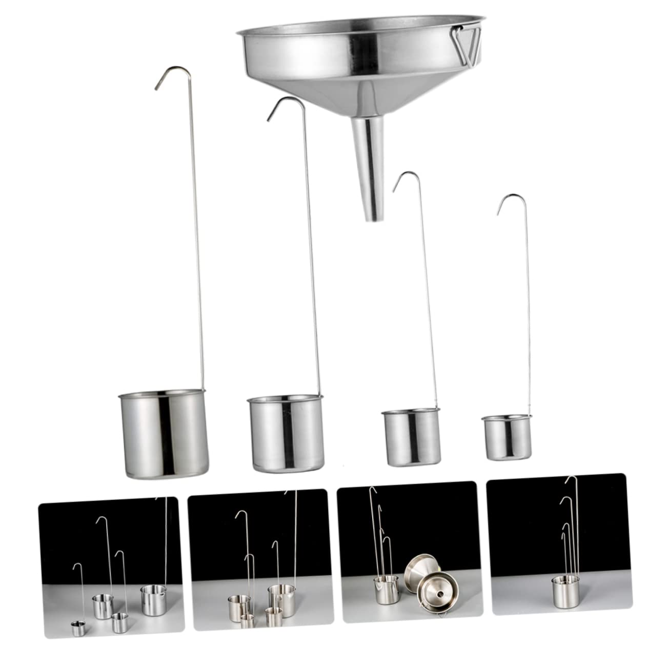 DOITOOL Set di 5 Imbuti da Cucina in Acciaio Inossidabile Multiuso per Olio e Vino Capacità 50ml-500ml Design Versatile per Uso Domestico e Gadget da Cucina