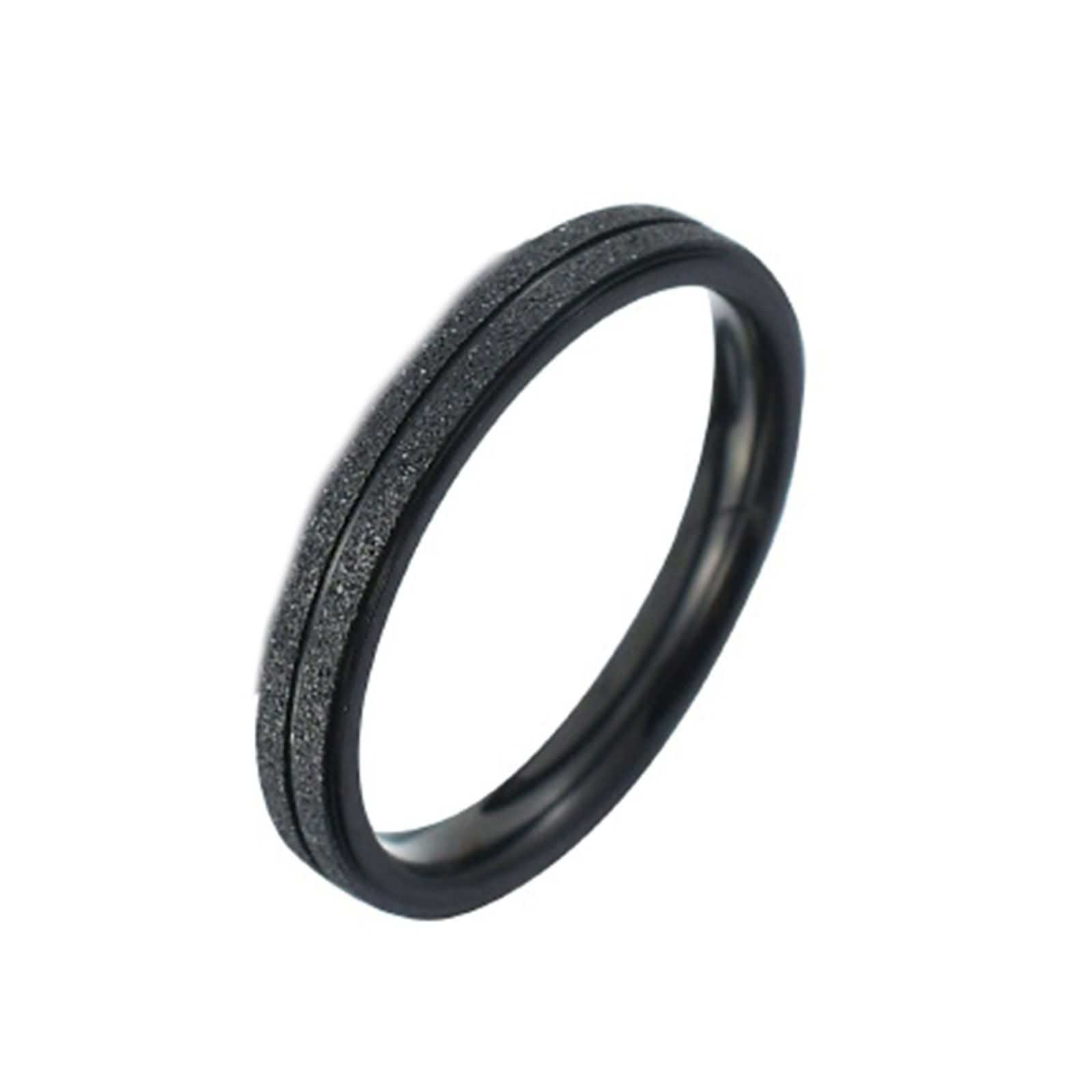 ANAZOZ Anillos Hombres Grabados,Anillo Matrimonio Hombre Anillos de Boda de Acero Inoxidable Redondo Mate 3/5MM Anillos Negro