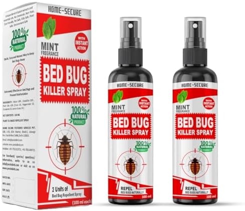 Home-Secure bed bug Killer Spray | Powerfull Herbal bed bug Spray with Instant Action, Long Lasting Protection | Organic Chemical-free bedbug repellent for home (100mlx2)