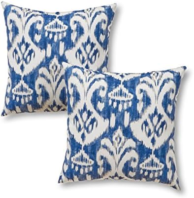 Greendale Home Fashions 17" Outdoor Accent Pillows in Coastal Ikat (Set of 2), Azule