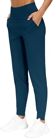 THE GYM PEOPLE Womens Joggers Pants Lightweight Tapered Yoga Lounge Legging | Flattering Fit, 2 Side Pockets, Elastic Waistband, Tummy control, Ultra-soft, Ladies Yoga Pants for Athleisure, Running, Gym