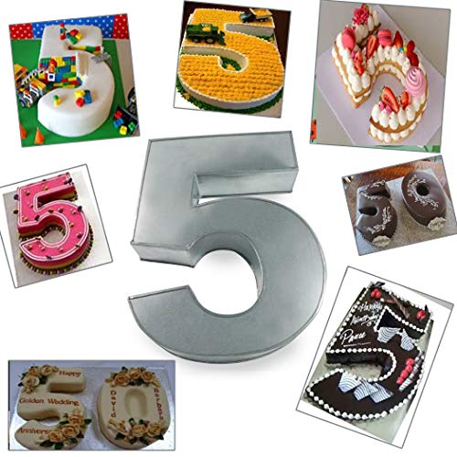 Large Number Five Birthday/Wedding Anniversary Cake Tins/Pans/Mould 14" x 10" x 3" Deep