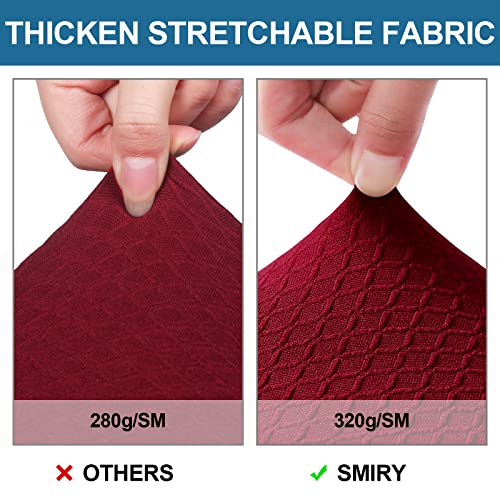 Image of Smiry Waterproof Seat Covers for Dining Room Chairs, No Rear Covers | Stretch Jacquard Removable Washable Chair Seat Slipcovers Protector, Set of 2, Wine Red