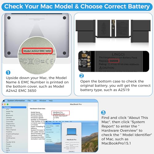 Image of A2519 Battery,A2442 Battery Replacement for MacBook Pro A2442(2021) 14-inch A2519 Battery(Upgraded High Performance 69.6Wh 11.47V 6068mAh)