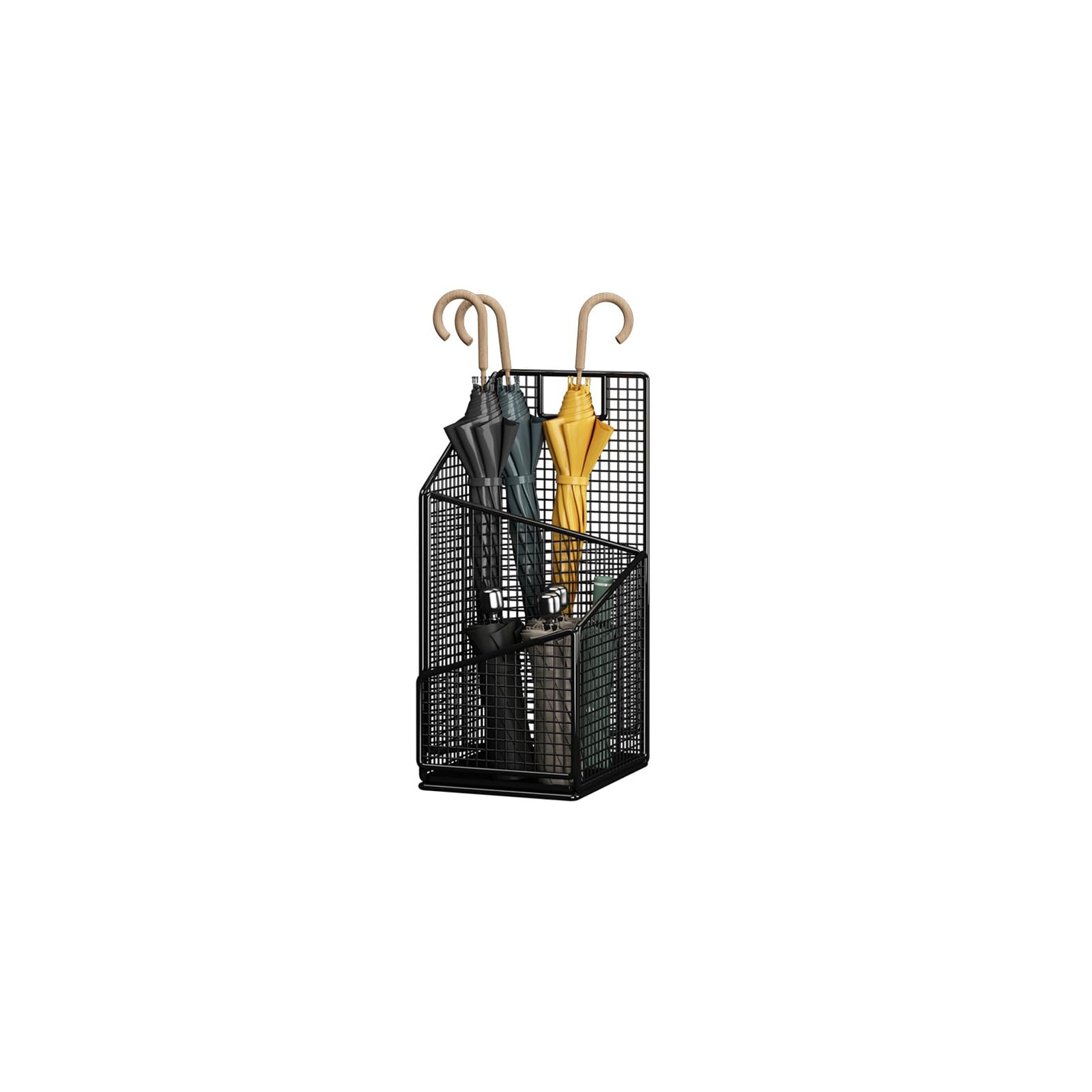 Porte-parapluies noir design peu encombrant pour entrée de magasin