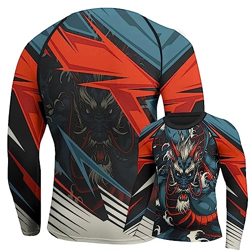 Dragon Men's Long Sleeve Compression Shirt - Rash Guard for Outdoor Sports and Water Activities Birthday Gift