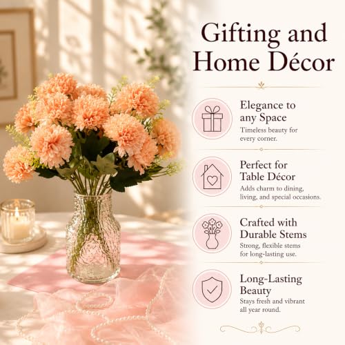 Image of Art Street Artificial Flower Bunch| Silk Peach Hydrangea Flower for Home| Bedroom, Living Room & Office Decoration |Christmas Day, New Year Set of 2 |11 Inch (Without Vase)