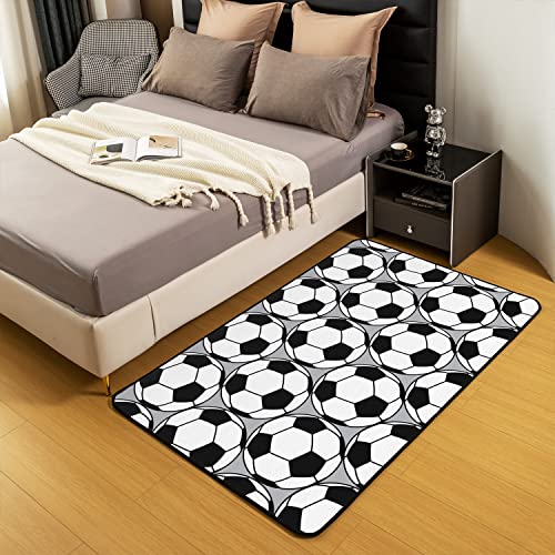 Loussiesd Kids Football Area Rug Soccer Ball Pattern Rugs for Living Room Bedroom Boys Girls Teens Sports Theme Decor Carpet Football Games Floor Mat 150 * 200cm - Image 4