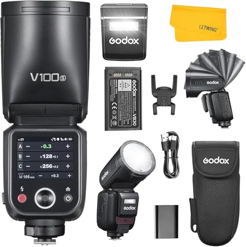 Godox V100S Flash Sony TTL 100W, Écran Tactile, Modélisation LED 10 Niveaux