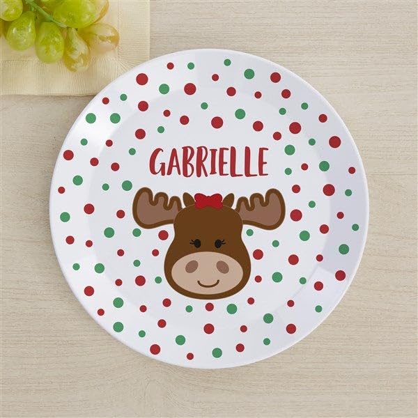 Personalization Universe Christmas Moose Personalized Kids Plate