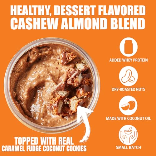Fit Butters Caramel Fudge Coconut Cookie Cashew Almond Butter Spread, Added Protein and Coconut Oil, Low Carb, Low Sugar, Complete Protein Dessert Flavored Nut Butter - Thumbnail 2