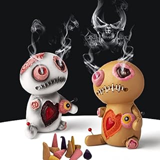 Halloween Voodoo Doll Incense Burner -Stress & Anxiety Relief with Cones Smokes from Eyes, Home Decoration Handmade (2 PCS)
