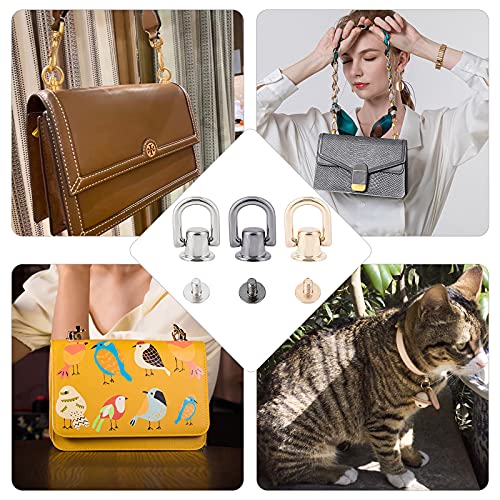 Image of GORGECRAFT 3 Colors D Ring Stud Screw Ball Post Head Buttons 360 Degree Rotatable Wallet Chain Connector for Wallet Strap Shoes Decoration DIY Leather Accessories(12PCS)