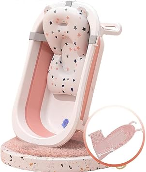 Folding Baby Bathtub, Baby Bath Dub, Childrens Bathtub, For Babies, 0 - 6 Years Old, Safe Washtub, Clothes and Shoe Wash, For Bathrooms, Compact, For Household Use, Convenient Storage,