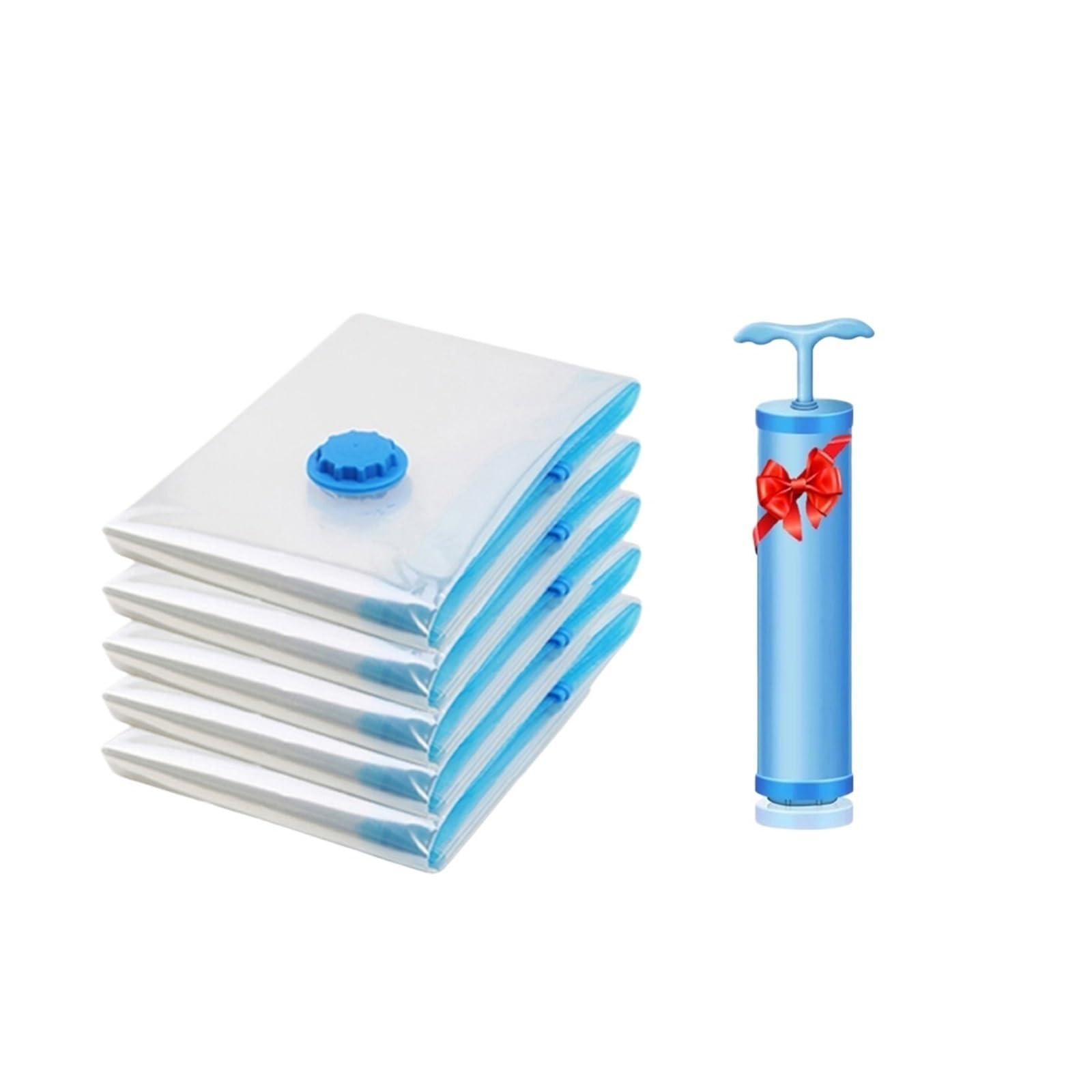 Vakuum-Kompressionsbeutel 3/5 Stück wiederverwendbare Vakuumbeutel | Mit Pumpe Vakuum-Kompressionsversiegelungsbeutel Mini-Vakuumversiegelungsgerät(5 pack with 1 pump,50x70cm)