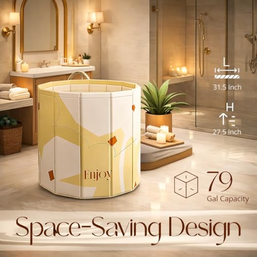 Image of DOCAT Portable Bathtub for Adults, PVC Leakproof Bath Tub with Cover & Drain Pipe, Ice BathTub for Cold Water Therapy, Maintains Hot & Cold Water Thickened Insulated Ice Bath Tub for Adults