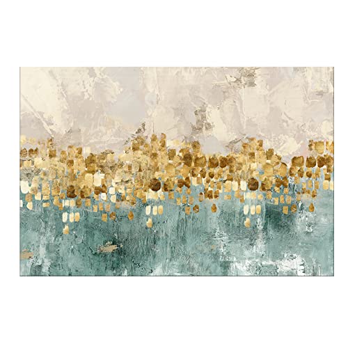 DZL Art A74669 Brown and Blue Abstract Painting Modern Decor Wall Art Tan Color Canvas Gray Painting Contemporary Decor Abstract Canvas Living Room Art Painting