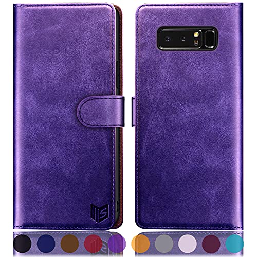 Housse Samsung Note 8 SUANPOT violette mode portefeuille pour sorties et voyages sans sac