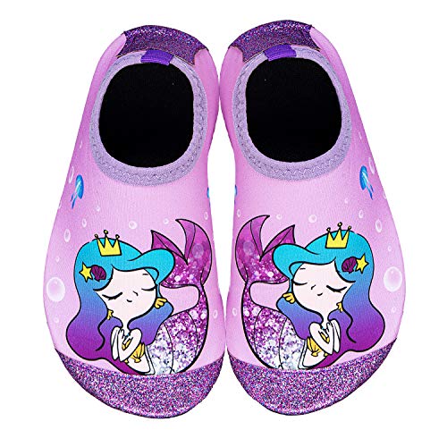Toddler Water Shoes Kids Quick Dry Water Swim Socks Boys Girls Non Slip Aqua Socks for Beach Swim Pool?Purple Toddler Size 6?