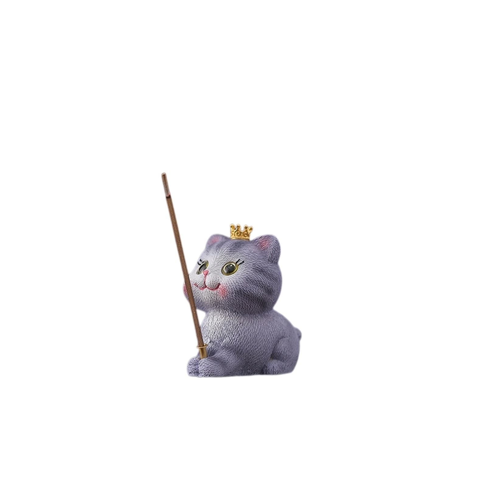 Huolimxun Cat Incense Holder Statue - Resin Kitten Incense Burner Ornament For Home And Coffee Table(Blue Crown Cat)