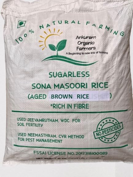 Ankuram Organic Farmers - Brown Rice Aged Sugarless Sona Masoori 10 KG ...