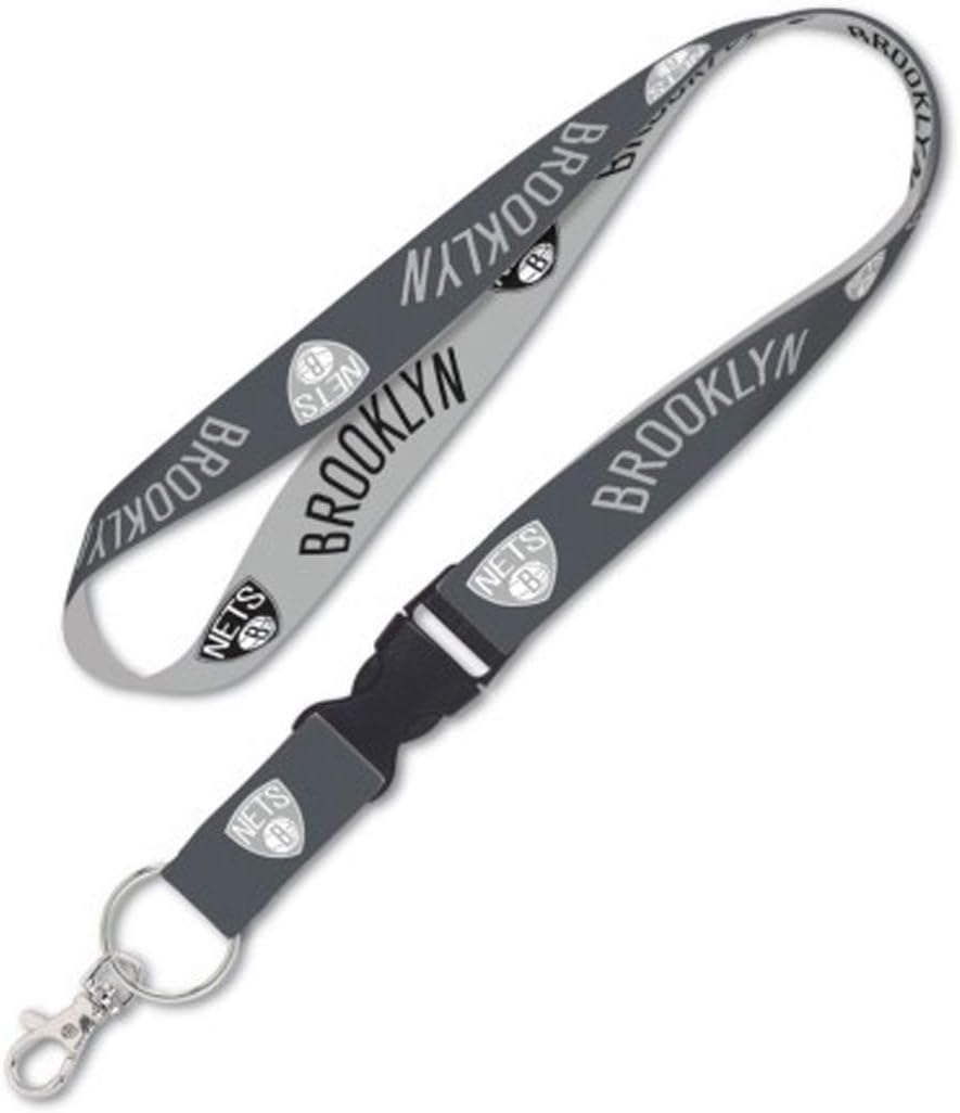 WinCraft Brooklyn Nets Premium Lanyard Keychain, 1 inch Wide Charcoal Edition