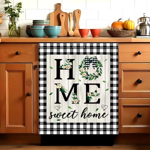 Image of Sweet Home Dishwasher Magnet Cover, Summer Eucalyptus Leaves Dishwasher Magnetic Cover for Kitchen Decoration Farmhouse Dish Washer Covers Refrigerator Sticker Fridge Panel Decal 23x26In