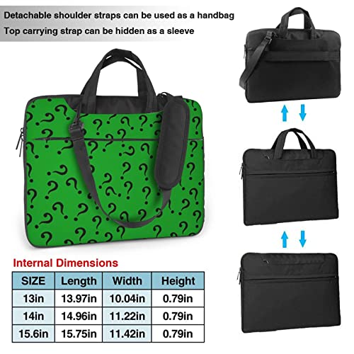 Question Mark in Green Laptop Sleeve Case 15.6 Inch Computer Tote Bag Shoulder Messenger Briefcase for Business Travel2