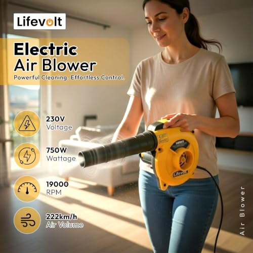 Image of 750W Air Blower for Dust Cleaner for Home | 18000 RPM High-Speed Copper Motor | 6-Speed Modes | 3 Hours Continuous Working | 6 Months Replacement Warranty | Blower for Cleaning