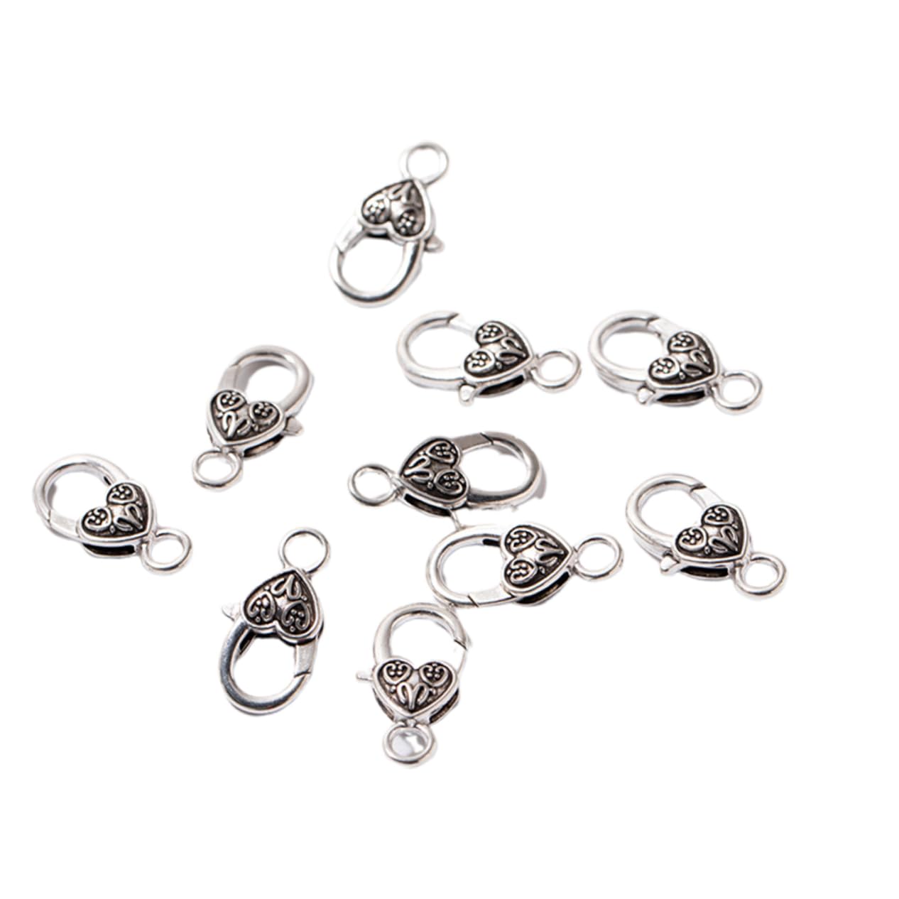 3 Set Di Elementi Essenziali Per La Creazione Di Gioielli Set Di Fermagli A Moschettone in Lega Per Collane E Bracciali Fibbie A Forma Di Cuore 40 Pezzi * 3