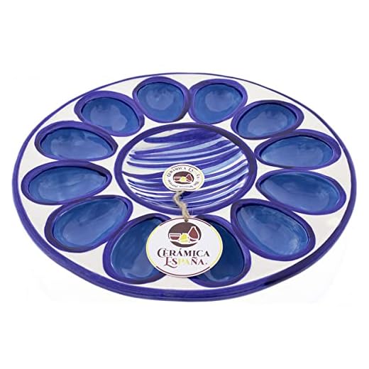 CERÁMICA ESPAÑA | Hueveras | Plato para huevos rellenos | Bandeja cerámica | Plato con huevos | Plato huevos modelo - M03 | Decoración 100% hecho a mano | 25.5x25.5x2.5 cm