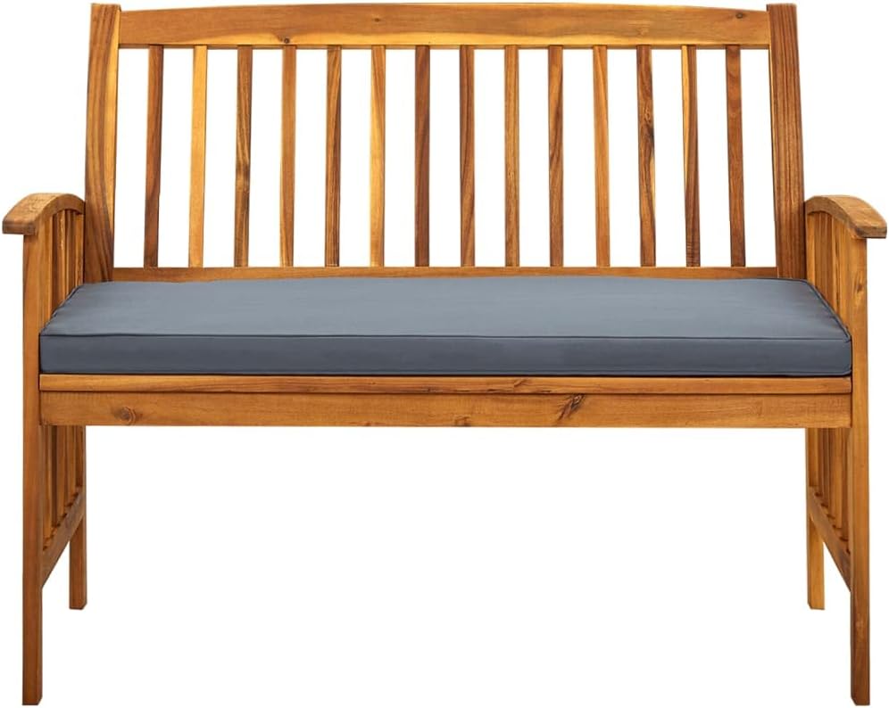 Patio Bench with Cushion,Porch Bench,Picnic Bench,Garden Benches for Outdoors,Featuring Slatted Design,for Patio, Porch, Backyard, Balcony, Poolside and Garden, 46.9" Solid Acacia Wood