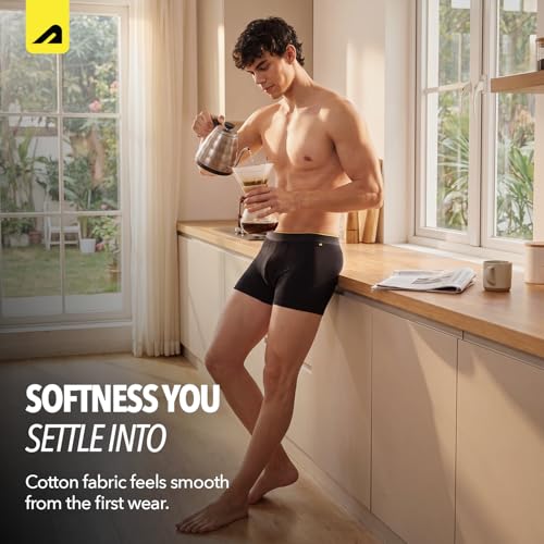 Image of Boldfit Trunk Underwear for Men, Cotton Stretch Innerwear, Ultra-Soft Lightweight Boxer Briefs, No-Ride-Up Fit, Open Fly, Moisture-Wicking, Anti-Bacterial, Plush No-Mark Waistband