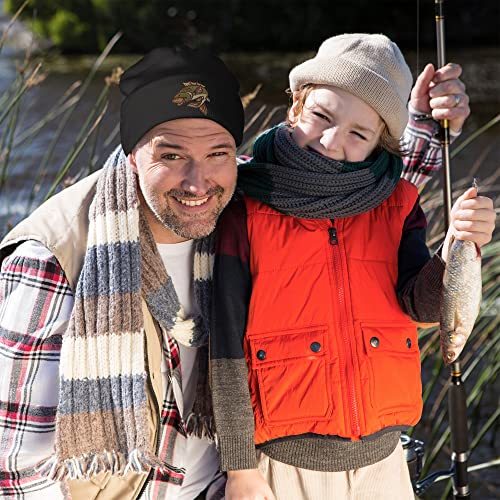 Bang Tidy Clothing Carp Fishing Gifts For Men - Beanie Hat Knit Cap Fisherman Gift With Embroidered Fish - Black #TOP1