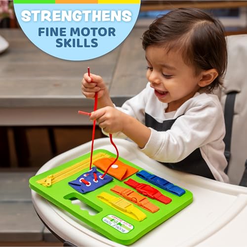 image for Buckle Toys Green Busy Board for 1 Year Old Toddlers Travel Essentials