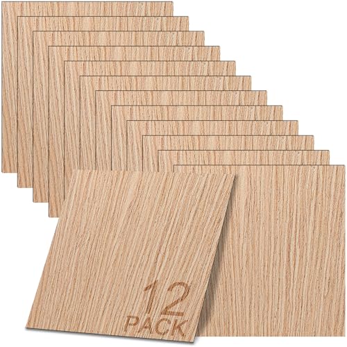 Image of GSCIT Club 12 PCS Red Oak Wood Veneer, 8 inch x 8 inch Wood Edge Banding Pre-glued Flexible, Veneer Tape Banding for Cabinet Repair Furniture Restoration