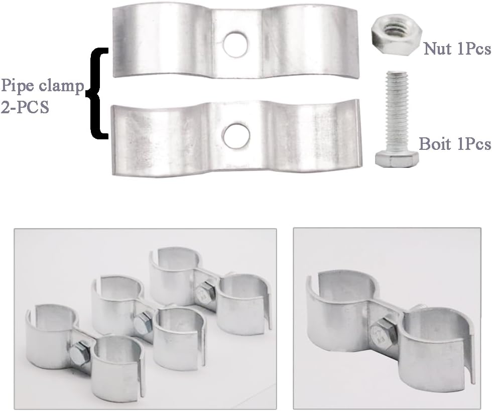 Double Pipe Clamp Chain Link Fence Clamps, 6Pcs Panel Clamps with Wing Nut, Carbon Steel Pipe Clamps for (0.98") Pipes, Ideal for Joining & Securing Gridwall Panels, Temporary Fence, Dog Kennel (25mm)