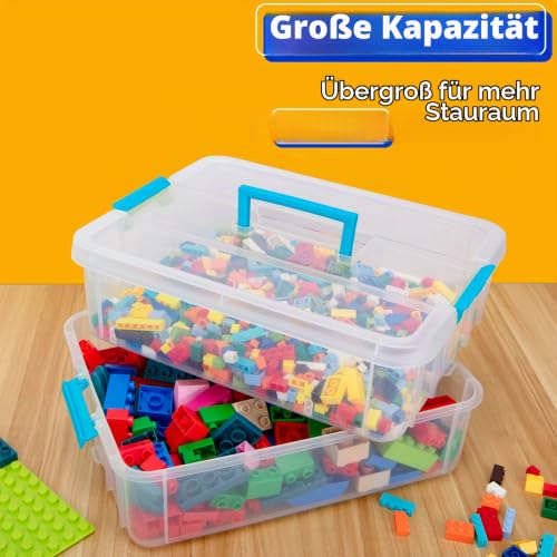 Creahaus 2-stöckige Kunststoff-Aufbewahrungsbox mit Deckel, stapelbare Aufbewahrungsbox für Bastelarbeiten für Kunsthandwerk, Nähen… – Ansicht 5
