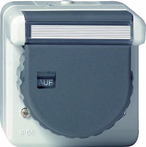 Gira 044031 Schuko Steckdose Beschriftungsfeld Bajonett WD Aufputz, grau