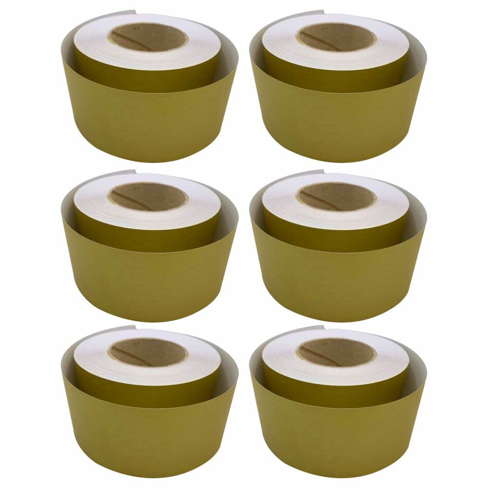 3 Ace Crafts (Pack of 6) Straight Edge Poster Paper Border Roll- (48mm x 50 Meters)- (Gold) School/Office, Classroom Decoration, Fade Resistant Paper, Black Board Border Display Rolls