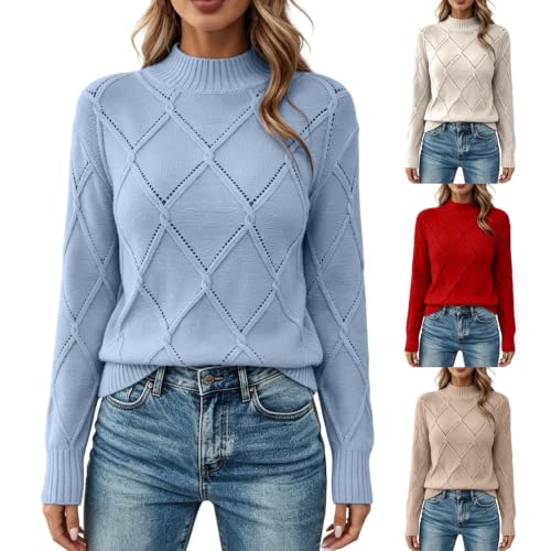 Sweaters For Women Trendy Mock Neck Long Sleeve Tops Casual Cozy Pullover - image 1