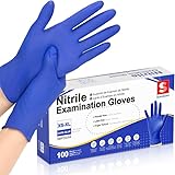Schneider Nitrile Exam Gloves, Dark Blue, Disposable Gloves, Latex-Free, Powder-Free, Food Safe for Cleaning, Cooking, Household Use,100 Count,Size Medium