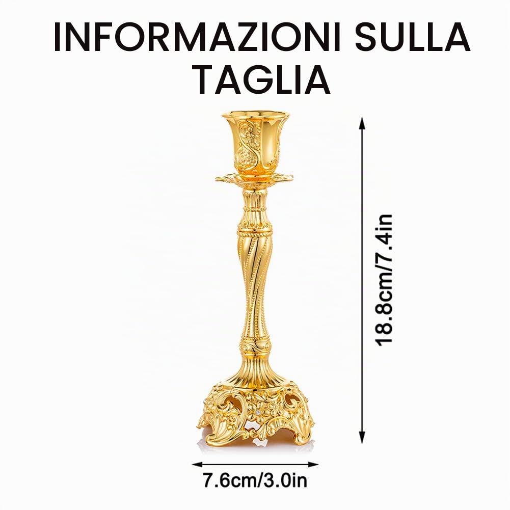 Sziqiqi Set di 2 Candelieri Candelabri Candelabro Portacandele in Oro Cromato Metallo per Soggiorno Tavolo da Pranzo Centrotavola Creativo, Oro