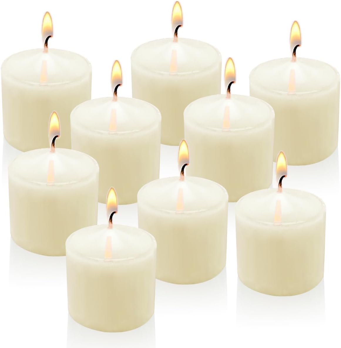 8 Hours Ivory Votive Candles, 9 Packs Unscented Small Wax Candles for Weddings Holiday Party Spa Home, 1.5″ D x 1.25″ H 8 Hours Ivory Votive Candles, 9 Packs Unscented Small Wax Candles for Weddings Holiday Party Spa Home, 1.5″ D x 1.25″ H