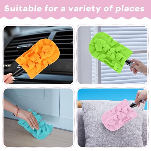 Image of Zubebe 12 Pcs Reusable Duster Refills Fleece,Candy Color | Soft Polyester Fiber Flat Duster Refill Multi Surface Washable Cleaning Pad Tools for Home, Blinds, Car, Pet, Furniture, Fans