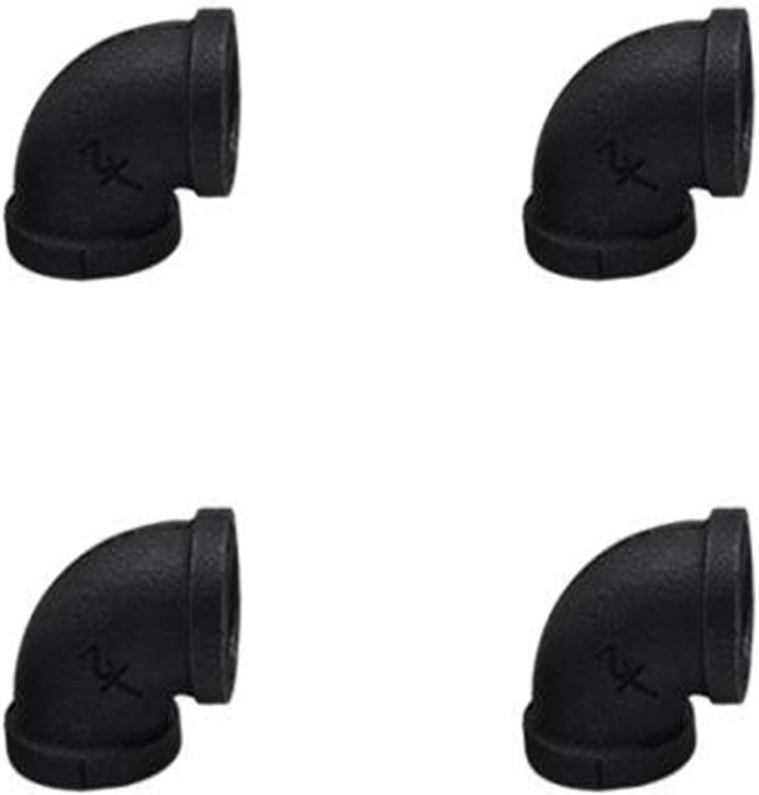Lucas shops1/2" Pipe Fitting Elbow，1/2 Inch Elbow Pack Decorative Furniture Grade Iron Piping, DIY Retro Furniture Threaded Pipes and Fittings (4 PCS Black)