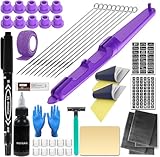 FONPOO Hand Stick et Poke Pen Kit pour Débutants, Hand Poke and Stick Kit Comprenant 10 Aiguilles, 2 Feuilles de Papier Transfert et 2 Modèles de Motifs