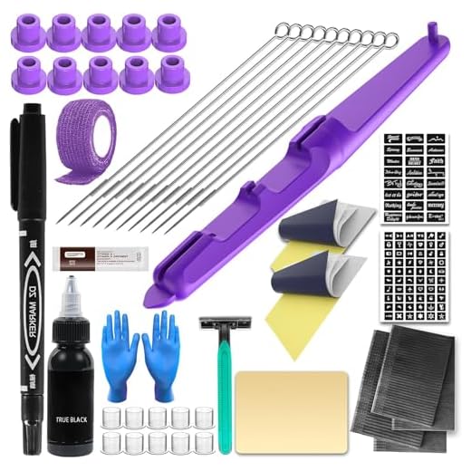 FONPOO Hand Poke Kit, Stick and Poke Set für Anfänger, DIY Pen Kit mit 10 Nadeln und Transferpapier,Handpoke Tattoo Set für Anfänger, Fake Haut Tattoo Maschine Set, Gestalte dein eigenes Meisterwerk